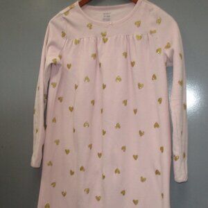 Carter's Girls Sleep Dress 12-14A Light Pink Round Neck Long Sleeve Sleep Gown